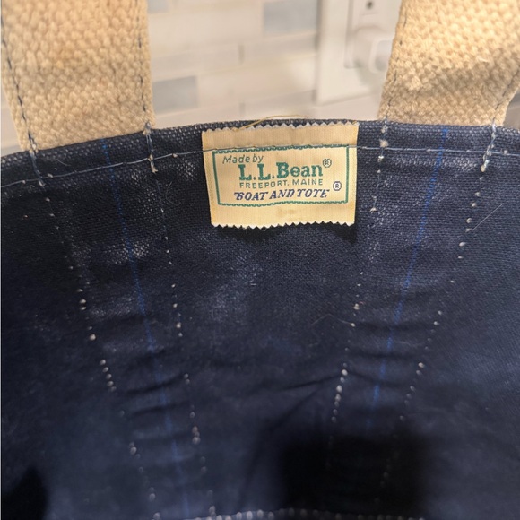 RARE Vintage LL Bean Boat & Tote Bag 80s Sawtooth Green & Navy Blue USA Rare! - Picture 3 of 9